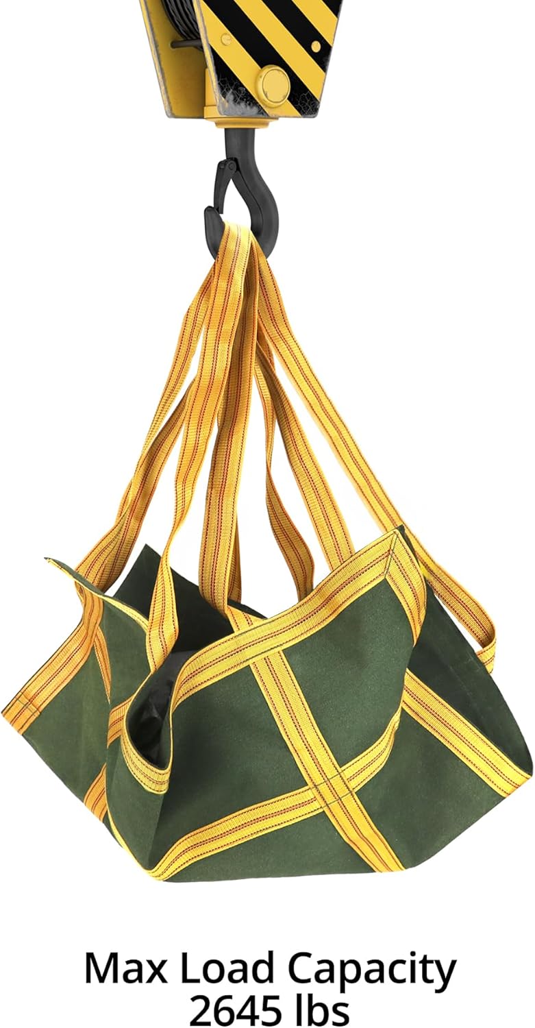 QWORK Heavy-Duty Canvas Cargo Lifting Pad Net - 3.28ft x 3.28ft Reinforced Handle Lifting Net for Construction, Logistics, and Transport, 2645lbs Load Capacity, Non-Slip Material - Image 3